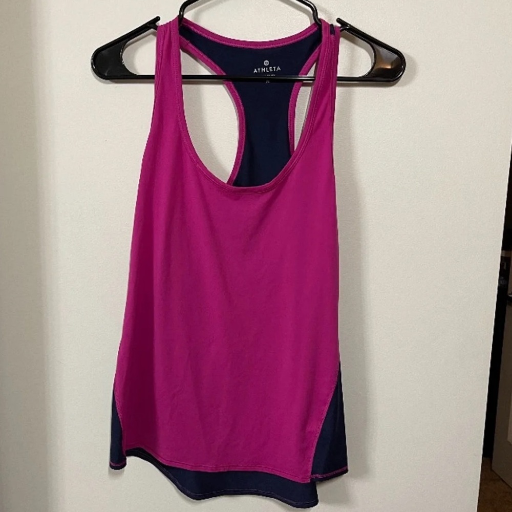Athleta Pink and Blue Color block Racerback Tank Top Medium
